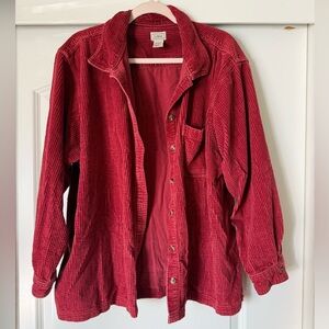 L.L. Bean Women's Vibrant Red Corduroy Button Down